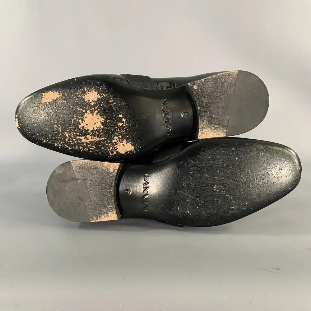LANVIN Size 8 Black Patent Leather Slip On Loafers